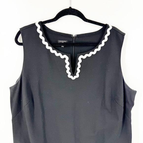 Talbots Black Ric Rac Trim Sleeveless Shift Dress Split Neck Plus 20W VN1953 - Picture 3 of 6